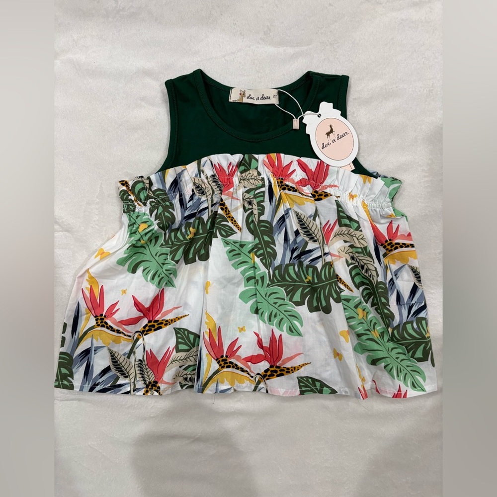 Doe A Dear Tropical Sleeveless Blouse